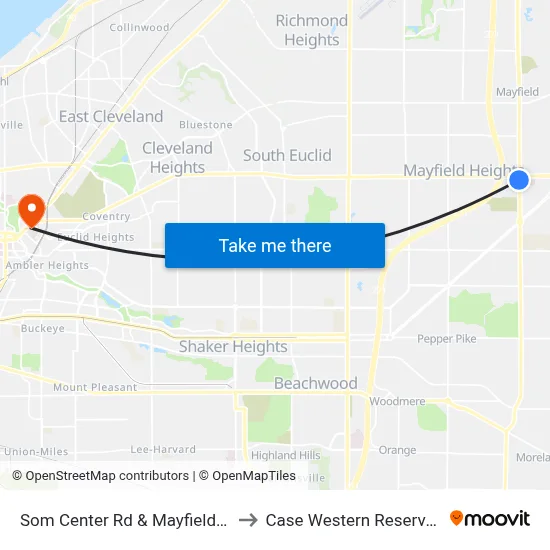 Som Center Rd & Mayfield Rd (Layover) to Case Western Reserve University map