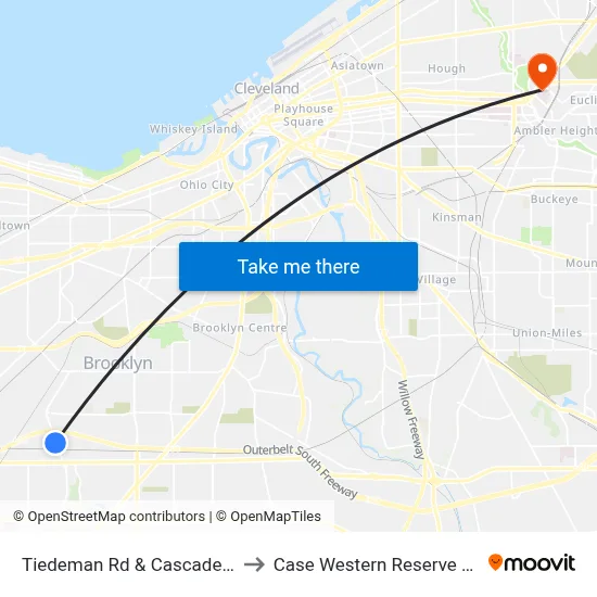 Tiedeman Rd & Cascade Crossing to Case Western Reserve University map