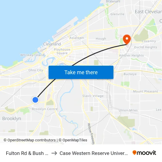 Fulton Rd & Bush Av to Case Western Reserve University map
