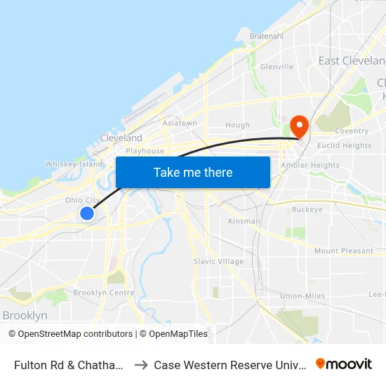Fulton Rd & Chatham Av to Case Western Reserve University map