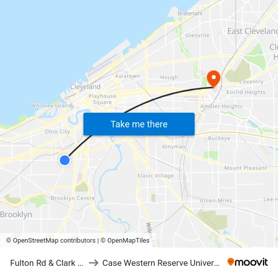 Fulton Rd & Clark Av to Case Western Reserve University map