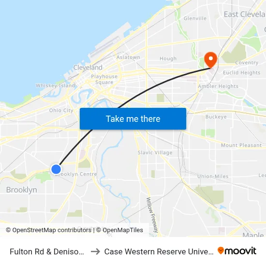 Fulton Rd & Denison Av to Case Western Reserve University map