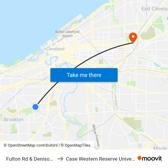 Fulton Rd & Denison Av to Case Western Reserve University map