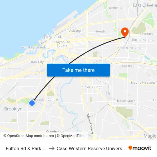 Fulton Rd & Park Dr to Case Western Reserve University map