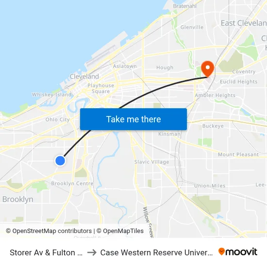 Storer Av & Fulton Rd to Case Western Reserve University map