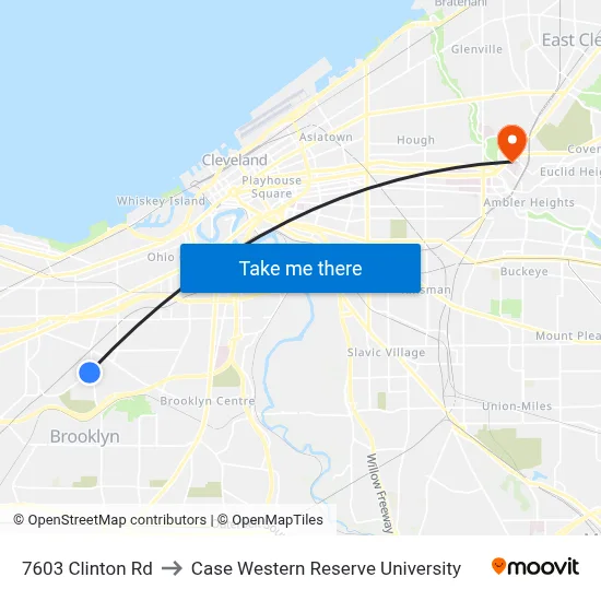 Clinton Rd & Ridge Rd to Case Western Reserve University map