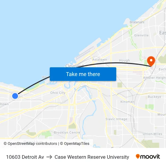10603 Detroit Av to Case Western Reserve University map