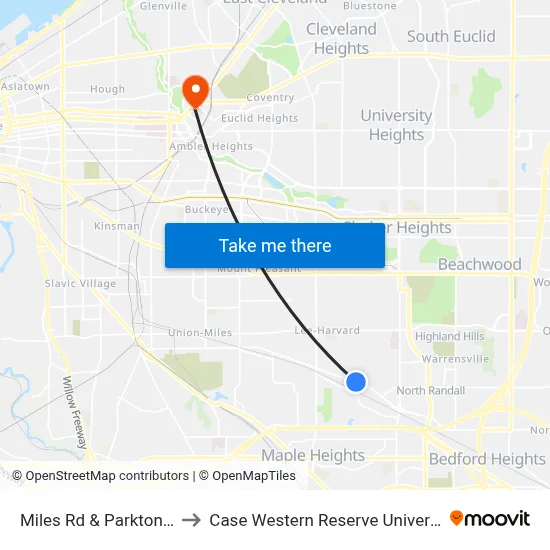 Miles Rd & Parkton Dr to Case Western Reserve University map