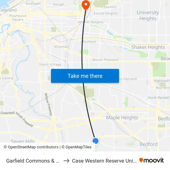 Garfield Commons & Marc's to Case Western Reserve University map