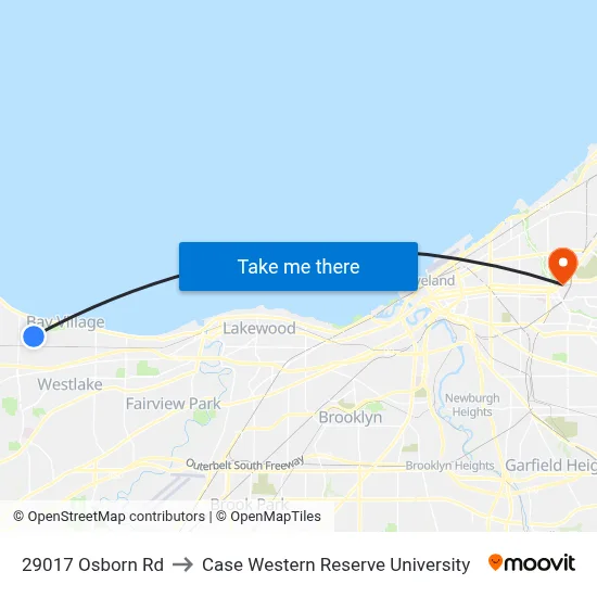 29017 Osborn Rd to Case Western Reserve University map