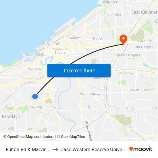 Fulton Rd & Marvin Av to Case Western Reserve University map