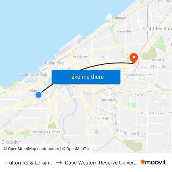 Fulton Rd & Lorain Av to Case Western Reserve University map