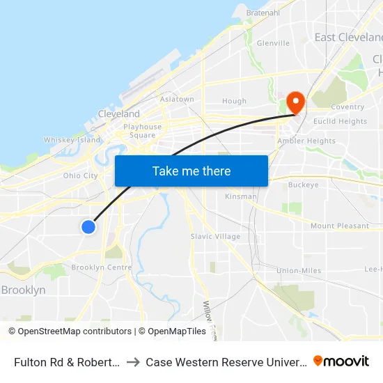 Fulton Rd & Robert Av to Case Western Reserve University map