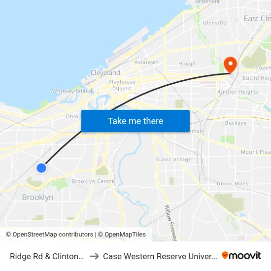 Ridge Rd & Clinton Rd to Case Western Reserve University map