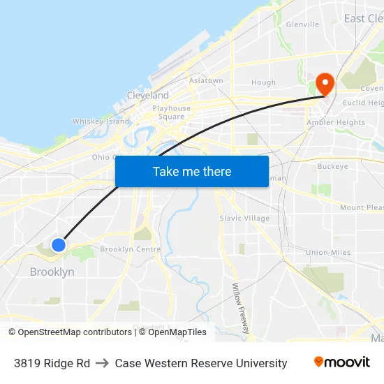 3819 Ridge Rd to Case Western Reserve University map