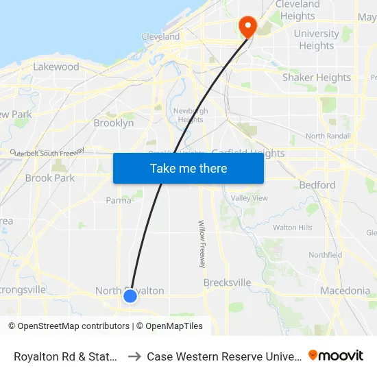 Royalton Rd & State Rd to Case Western Reserve University map