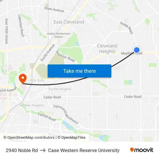 2940 Noble Rd to Case Western Reserve University map