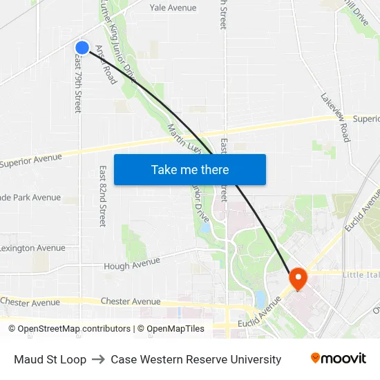 Maud St Loop to Case Western Reserve University map