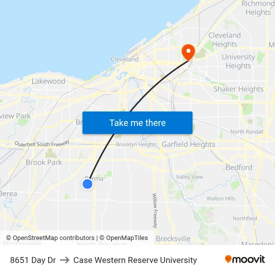 8651 Day Dr to Case Western Reserve University map