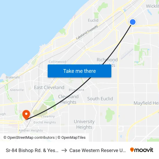 Sr-84 Bishop Rd. & Yeshiva Dr. to Case Western Reserve University map