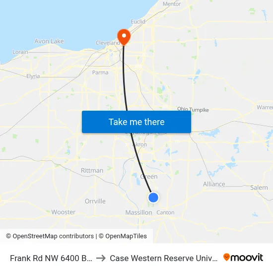 Frank Rd NW 6400 Block to Case Western Reserve University map