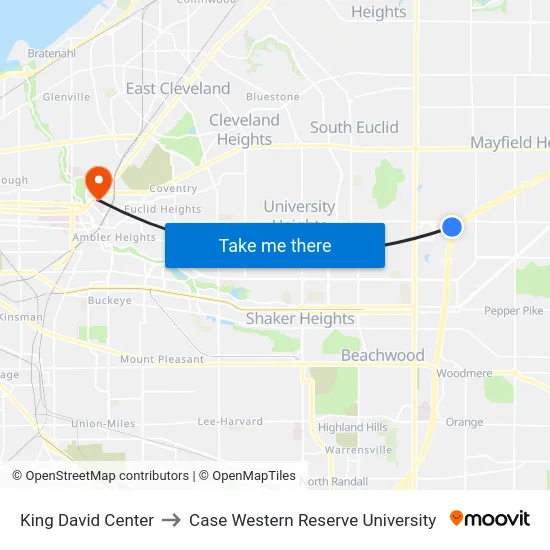 King David Center to Case Western Reserve University map