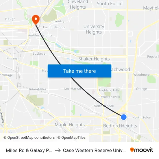 Miles Rd & Galaxy Pkwy to Case Western Reserve University map