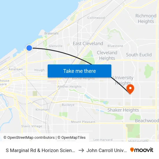 S Marginal Rd & Horizon Science Acad to John Carroll University map