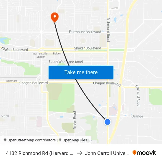 4132 Richmond Rd (Harvard Park) to John Carroll University map