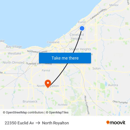 22350 Euclid Av to North Royalton map