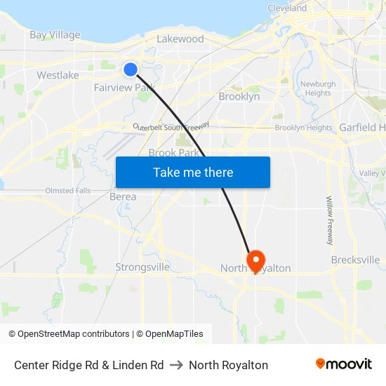 Center Ridge Rd & Linden Rd to North Royalton map