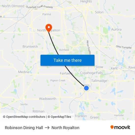 Robinson Dining Hall to North Royalton map