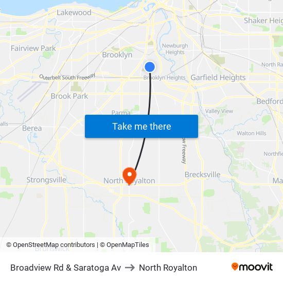 Broadview Rd & Saratoga Av to North Royalton map