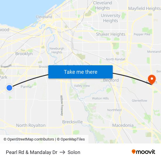 Pearl Rd & Mandalay Dr to Solon map