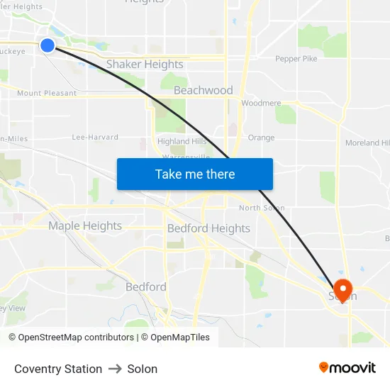 Coventry Station to Solon map