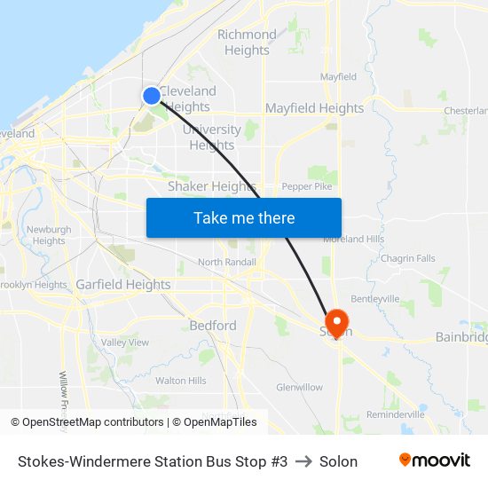 Stokes-Windermere Station Bus Stop #3 to Solon map