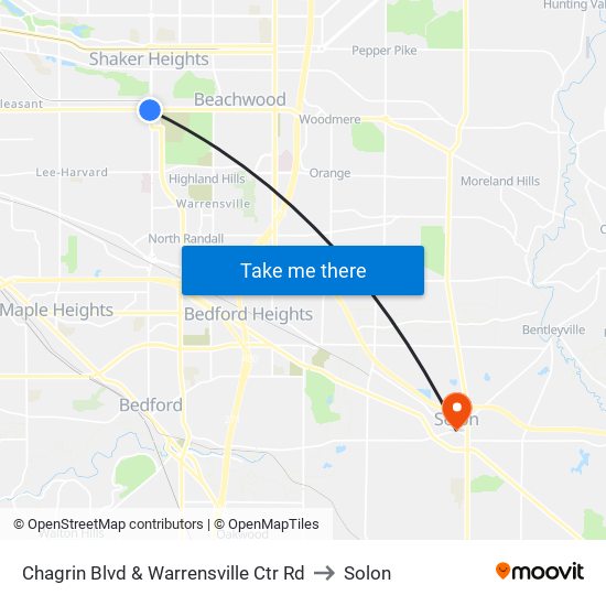 Chagrin Blvd & Warrensville Ctr Rd to Solon map