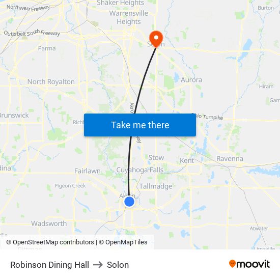 Robinson Dining Hall to Solon map