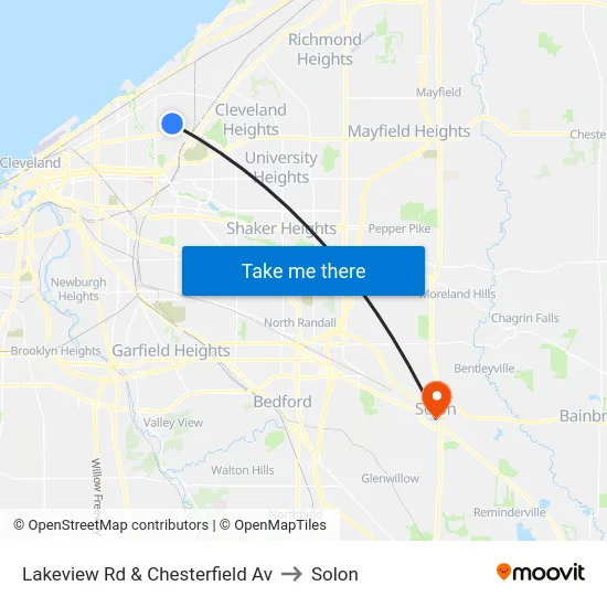 Lakeview Rd & Chesterfield Av to Solon map