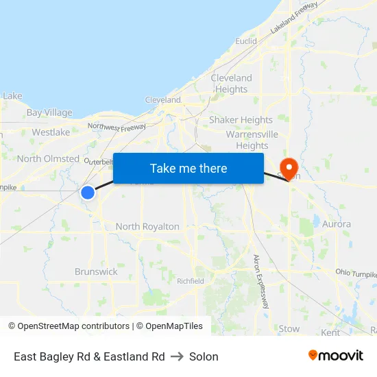 East Bagley Rd & Eastland Rd to Solon map