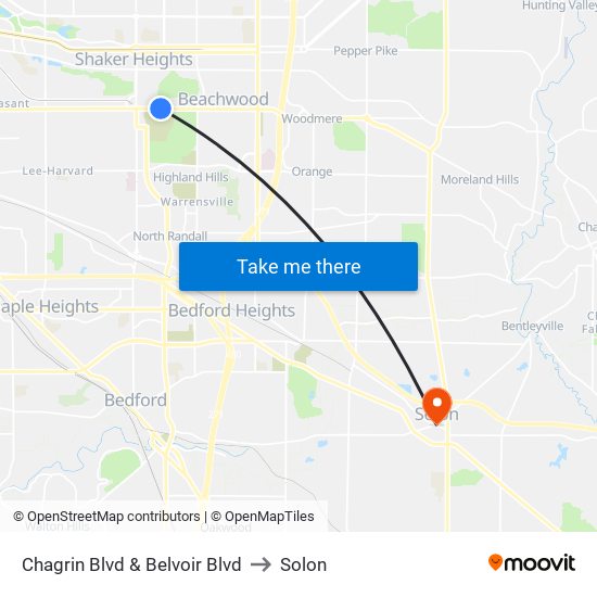 Chagrin Blvd & Belvoir Blvd to Solon map