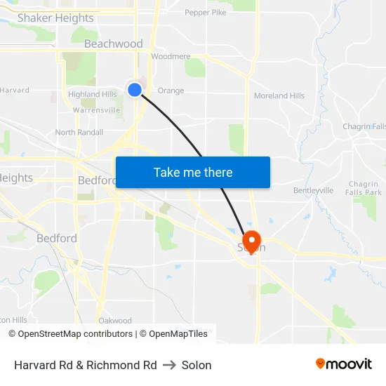 Harvard Rd & Richmond Rd to Solon map