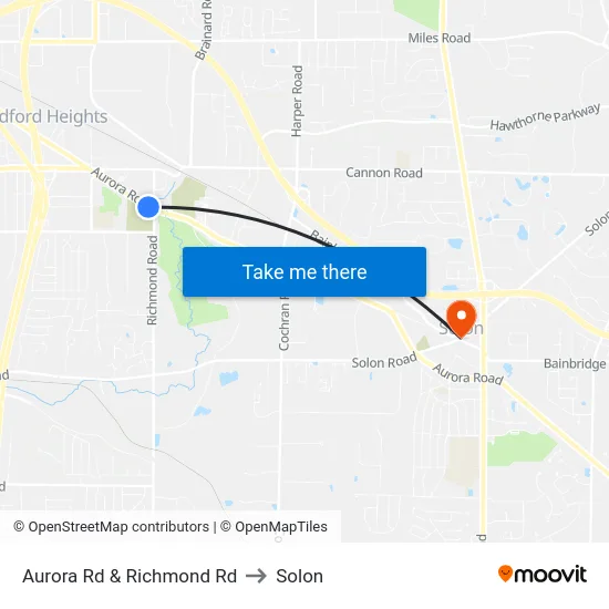 Aurora Rd & Richmond Rd to Solon map