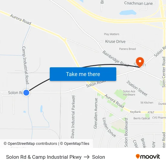 Solon Rd & Camp Industrial Pkwy to Solon map