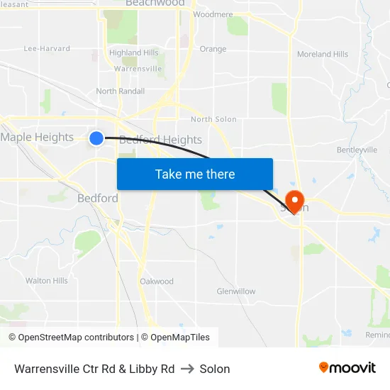 Warrensville Ctr Rd & Libby Rd to Solon map
