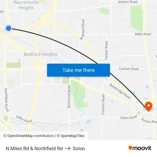 N Miles Rd & Northfield Rd to Solon map