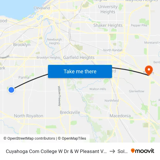 Cuyahoga Com College W Dr & W Pleasant Valley Rd to Solon map