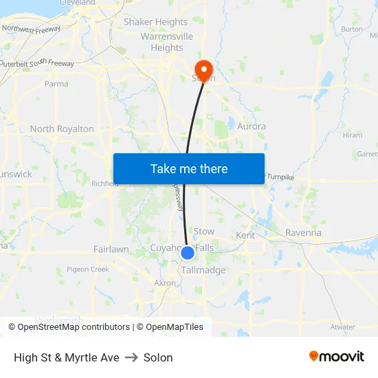 High St & Myrtle Ave to Solon map