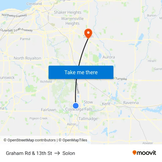 Graham Rd & 13th St to Solon map