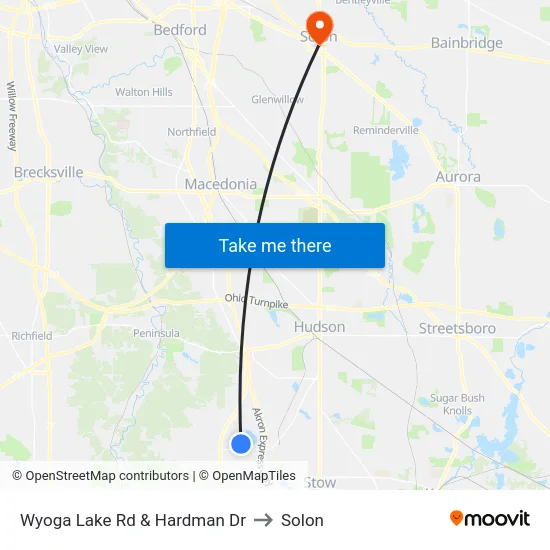 Wyoga Lake Rd & Hardman Dr to Solon map